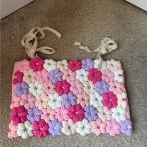 Floral Crochet Top in Pink and Purple